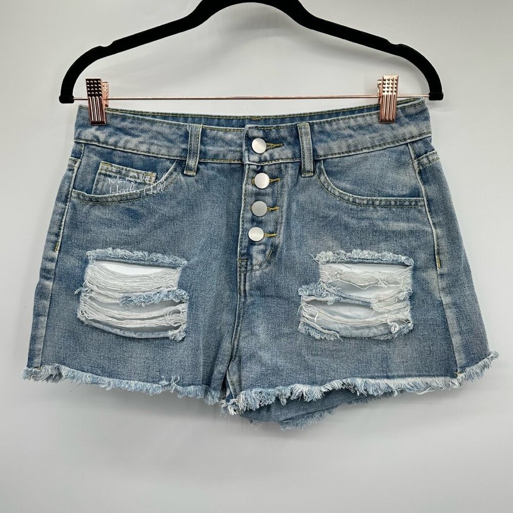 Shein Button Fly Distressed Ripped Holes Jean Shorts Size 28